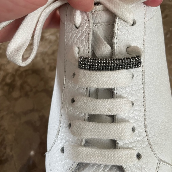 Brunello Cucinelli Grey Wool and White Leather Platform Sneakers Size 36 EUC - Picture 8 of 8